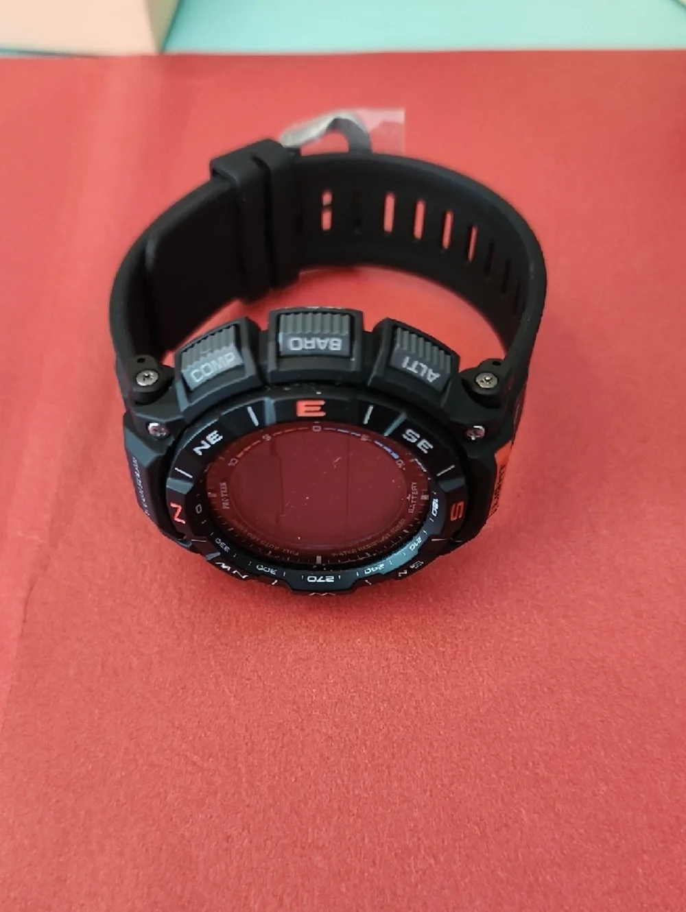 Casio Pro Trek Watch in Black with Orange Accents